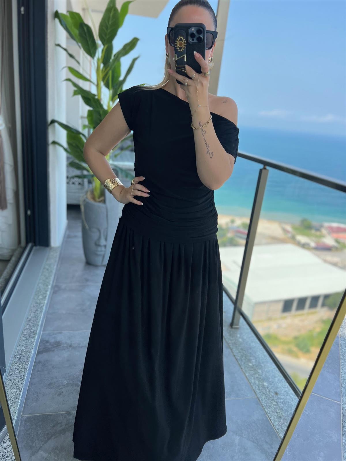 279118 Sandy Kumaş Etekli Takım SİYAH