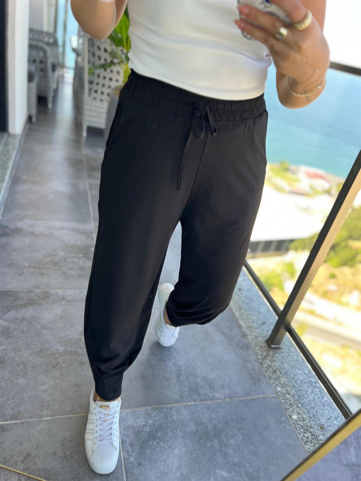 28001 Beli Lastikli Pantolon SİYAH