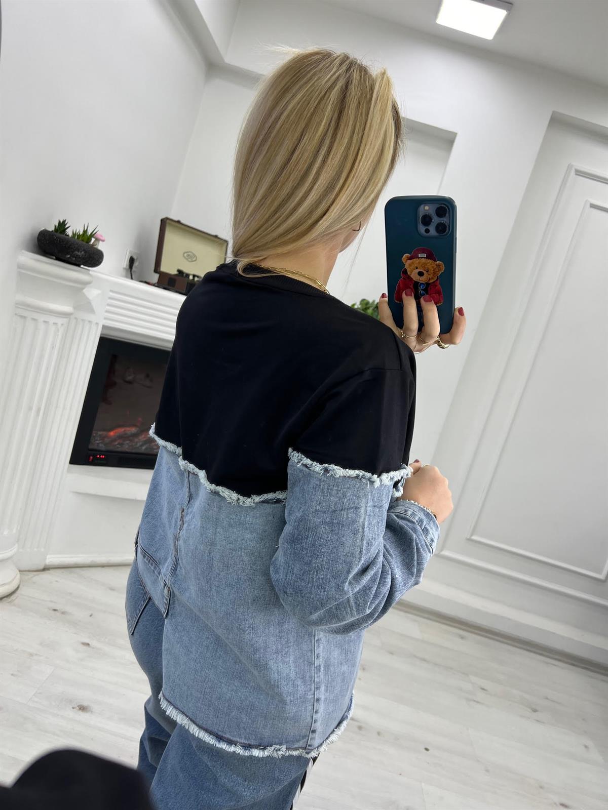 28215 Jean Detay Sweatshirt SİYAH