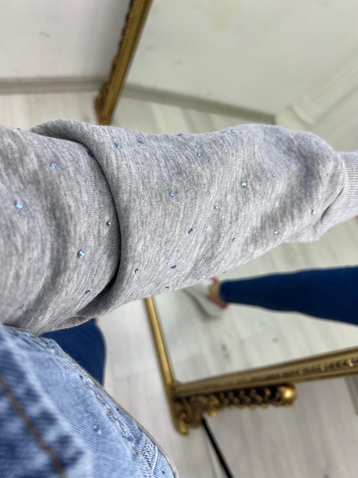 2824  Önü Jean Çizgili Sweat GRİ
