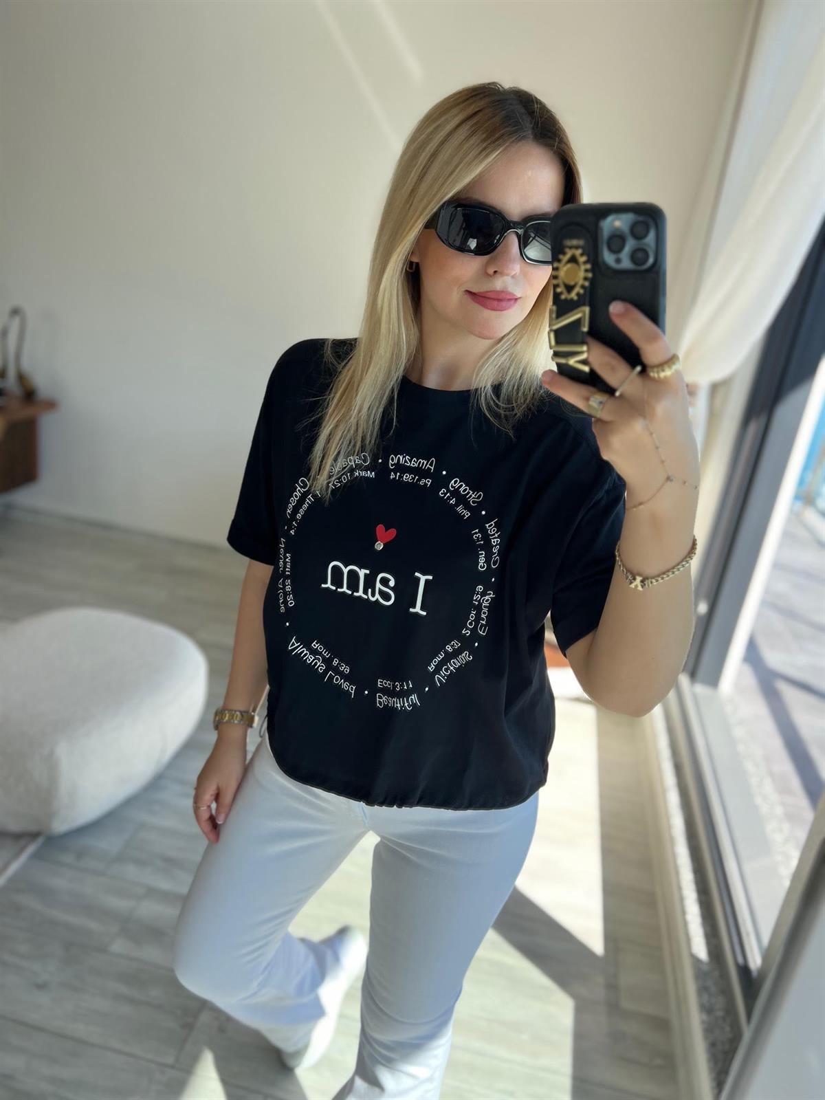 28501 Yazılı Tshirt SİYAH