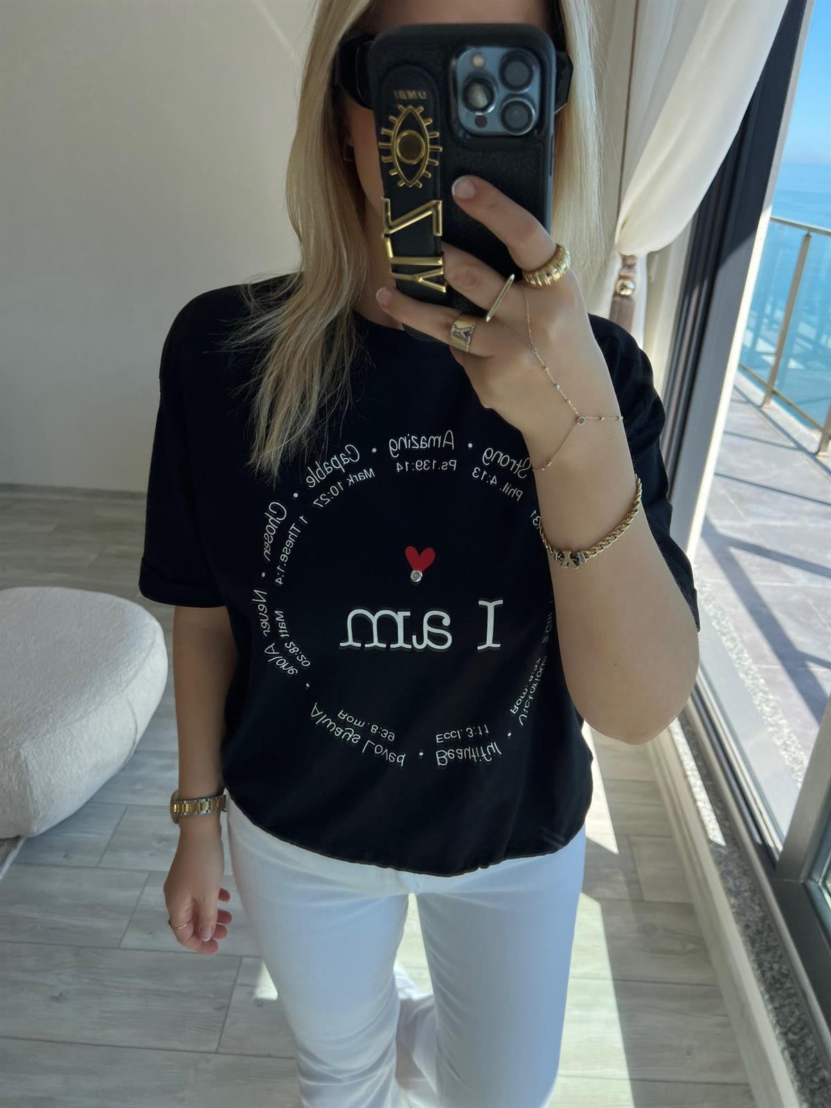 28501 Yazılı Tshirt SİYAH