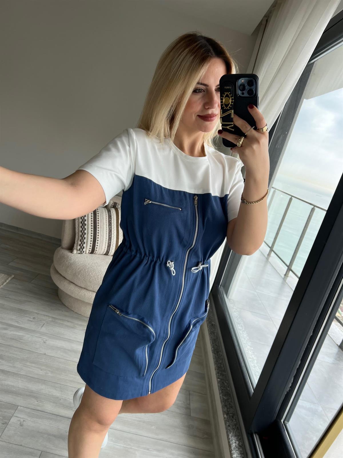 28543 Fermuarlı Elbise LACİVERT