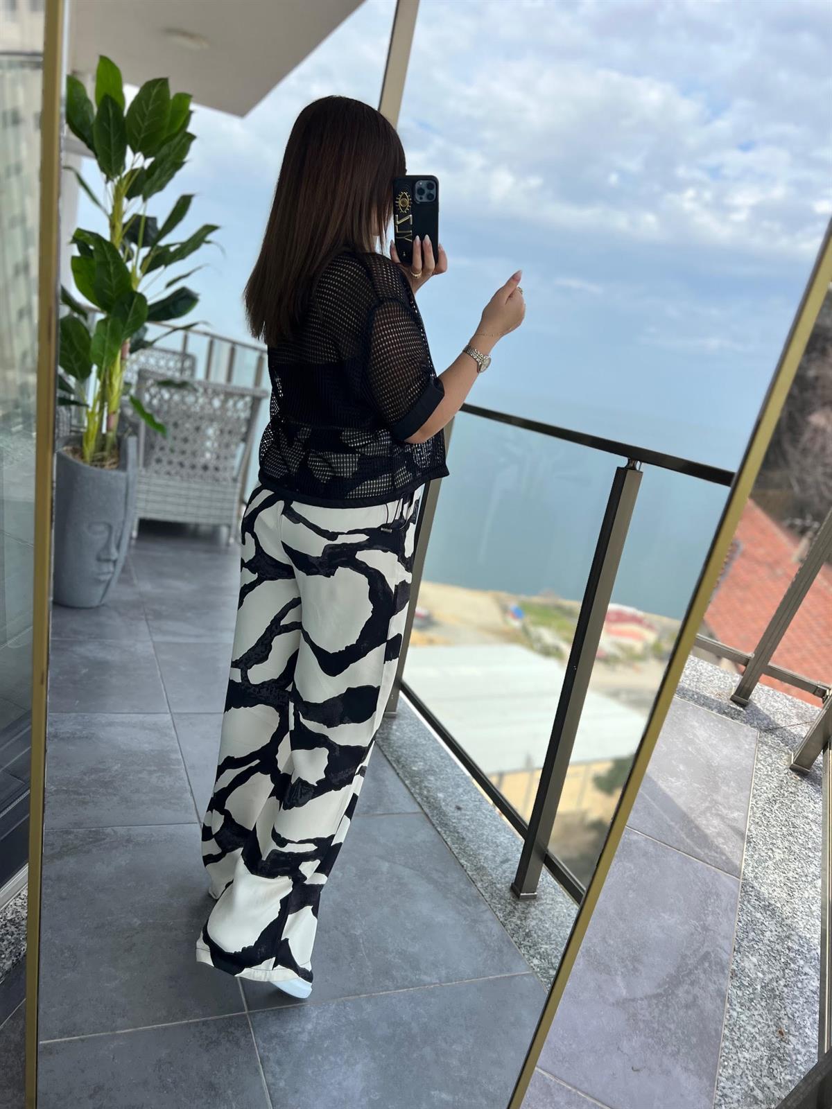 2921 Desenli Pantalon EKRU