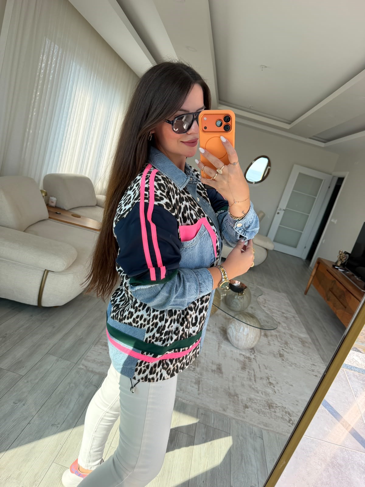 2949 Leopar Desenli Ceket PEMBE
