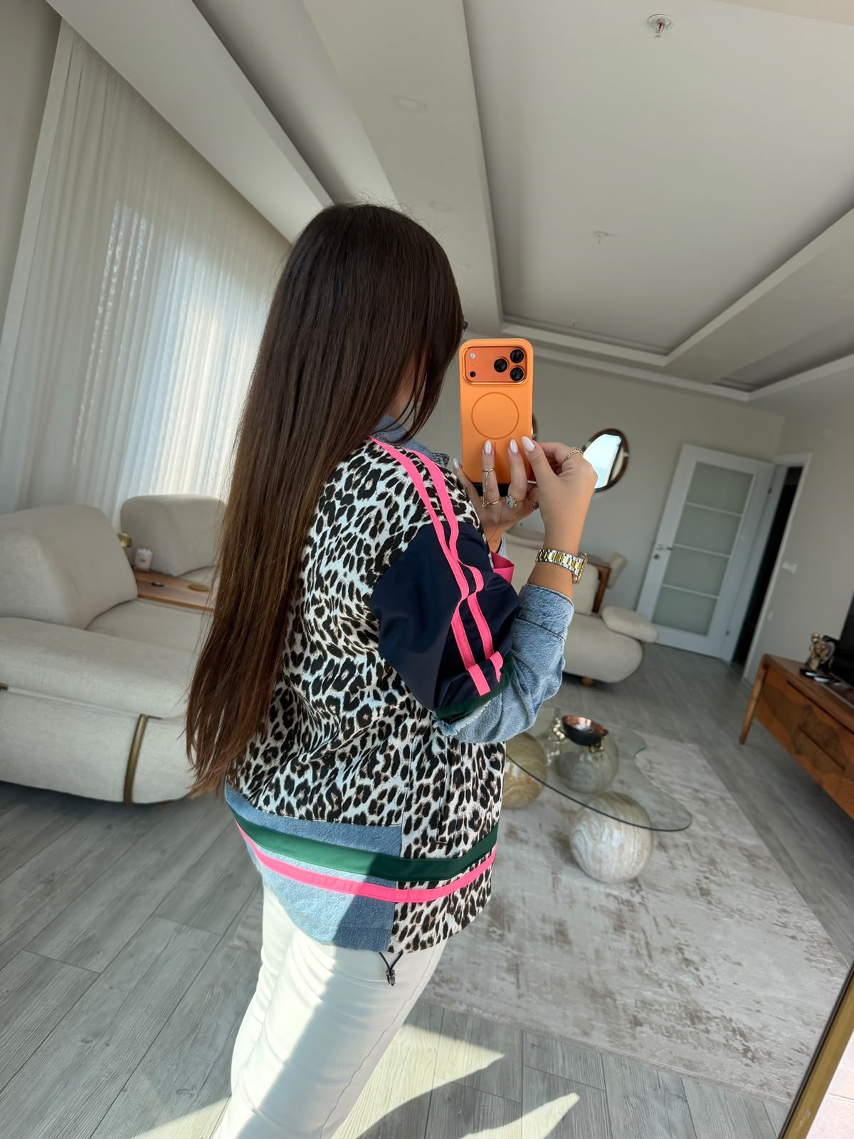 2949 Leopar Desenli Ceket PEMBE