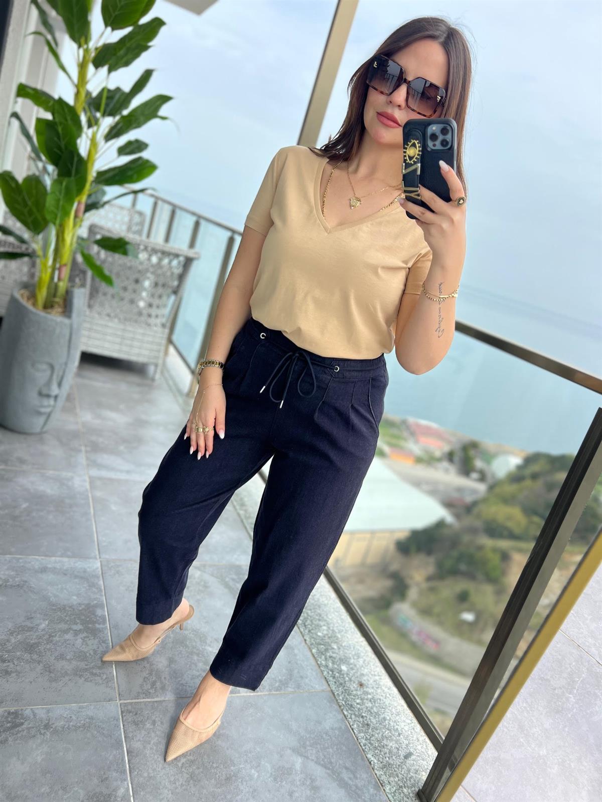 29727 Pileli Tencel Jean LACİVERT