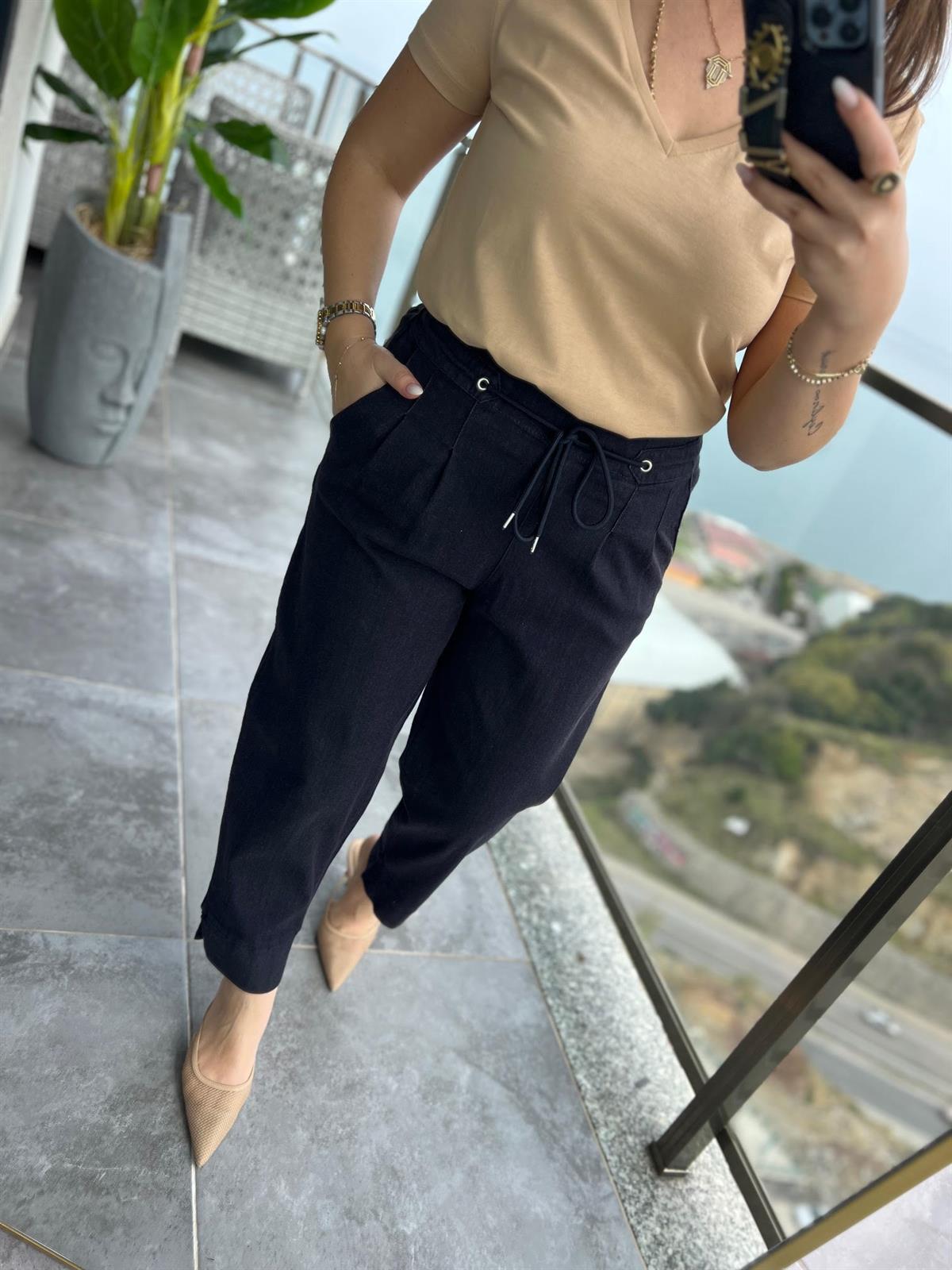 29727 Pileli Tencel Jean LACİVERT