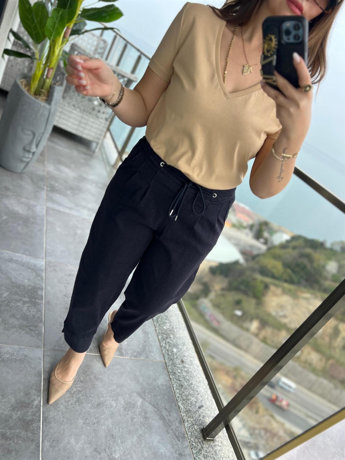 29727 Pileli Tencel Jean LACİVERT