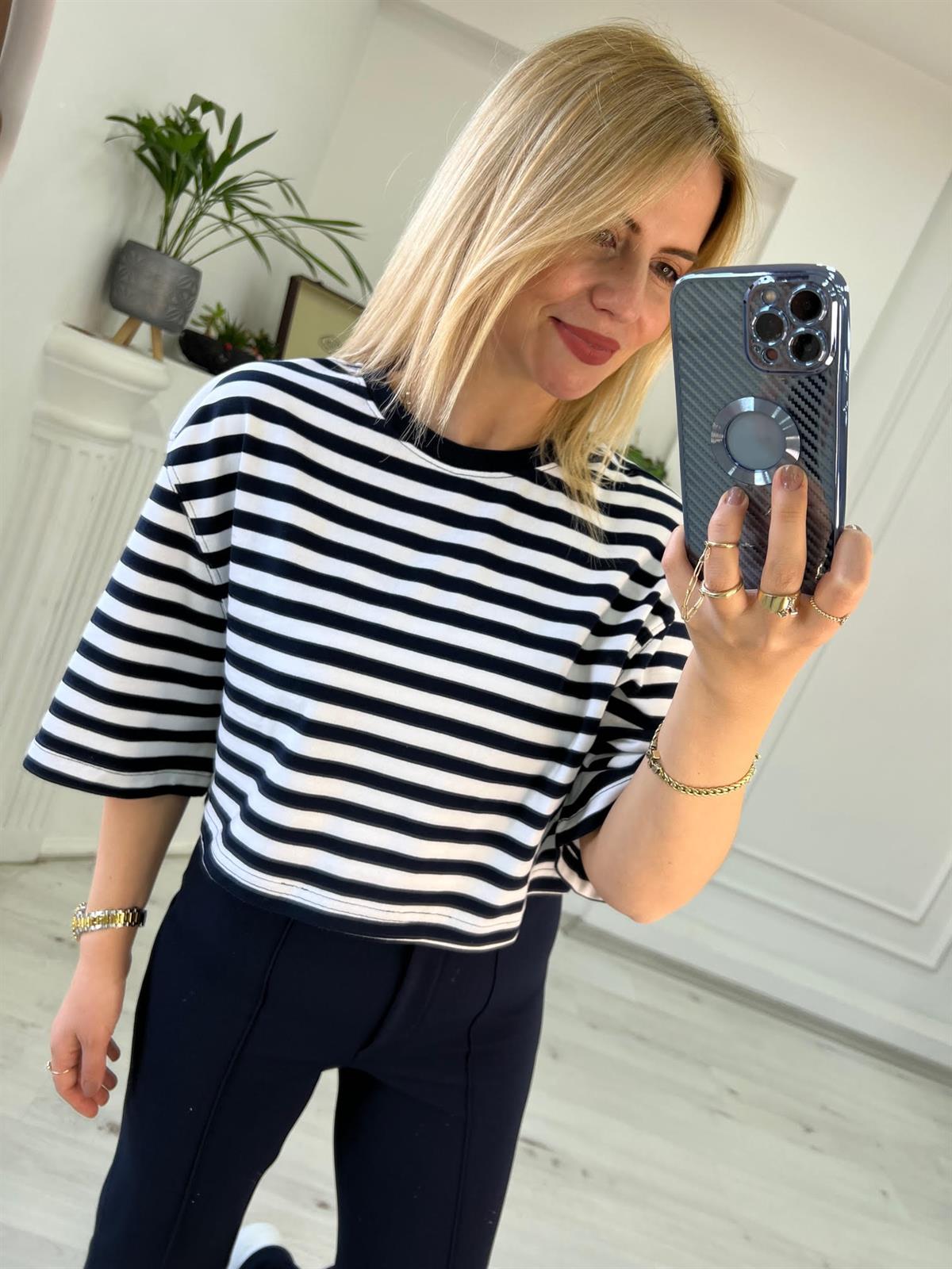 30282 Bisiklet Yaka Tshirt LACİVERT