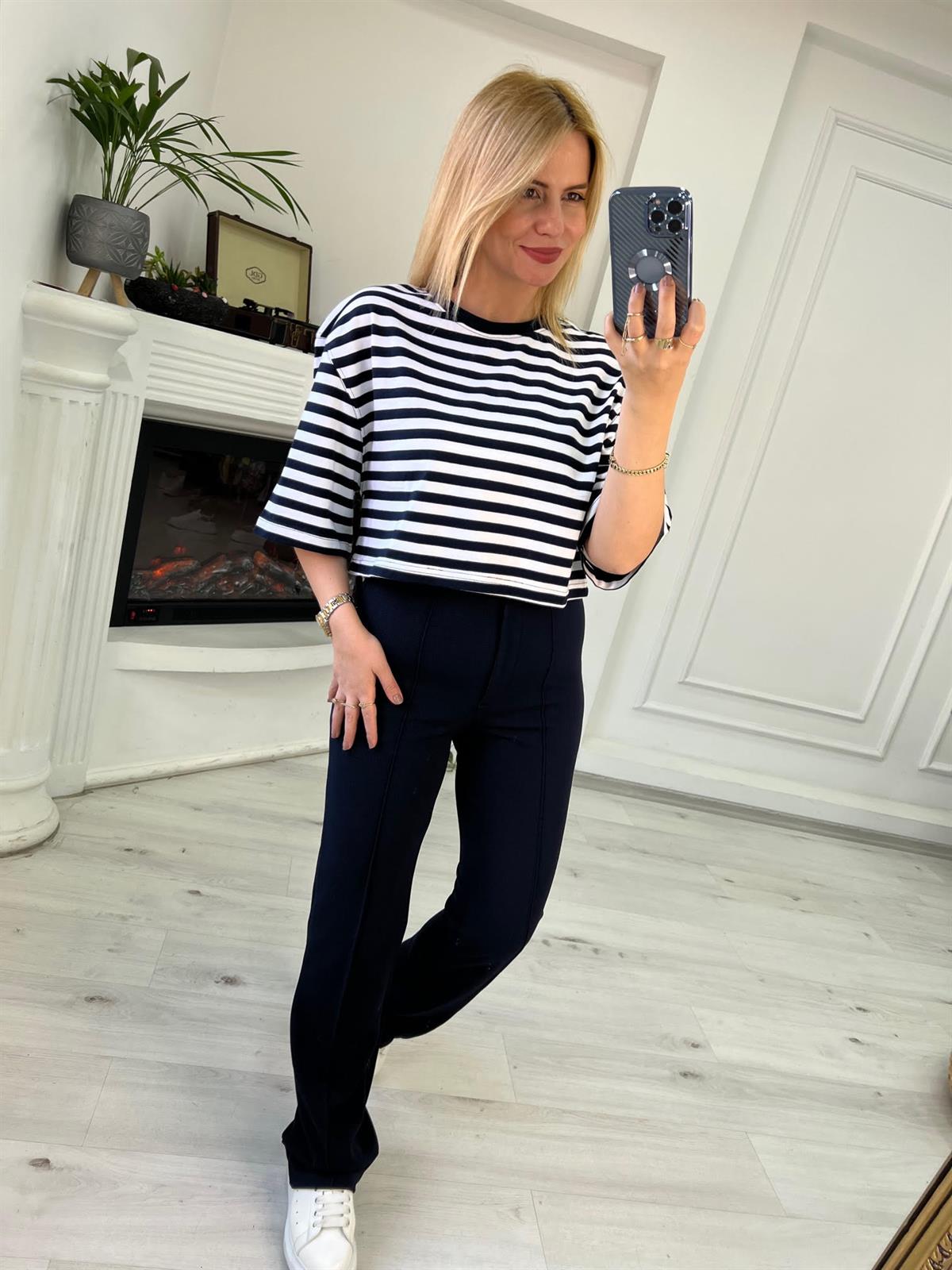 30282 Bisiklet Yaka Tshirt LACİVERT