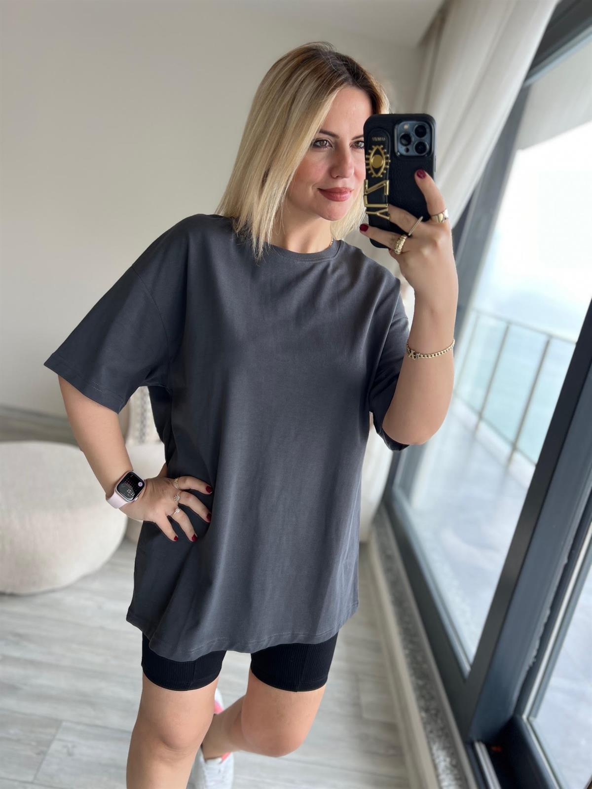30310 Pamuklu Owersize Tshirt ANTRESİT