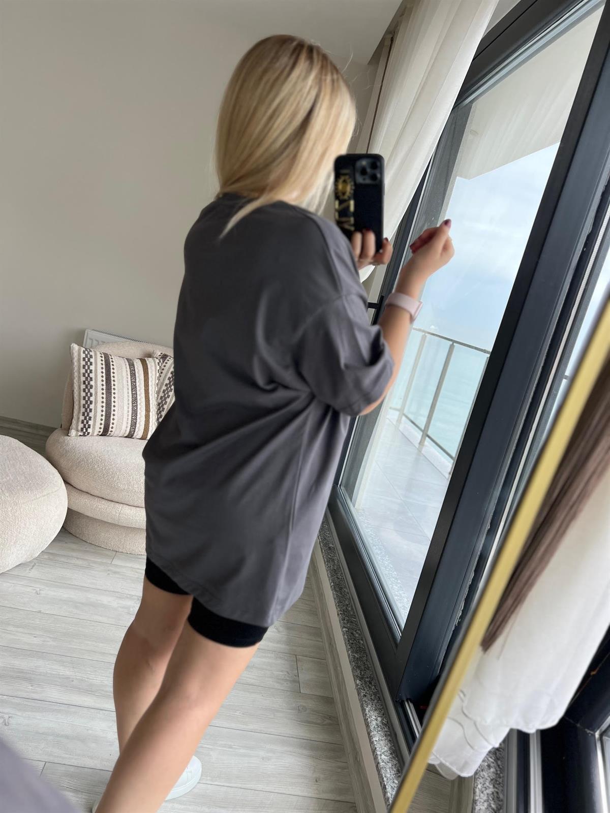 30310 Pamuklu Owersize Tshirt FÜME