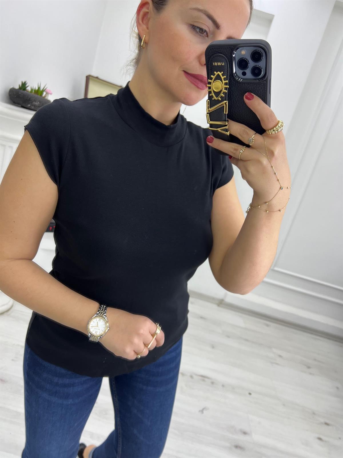 30581 Pamuklu Tshirt SİYAH
