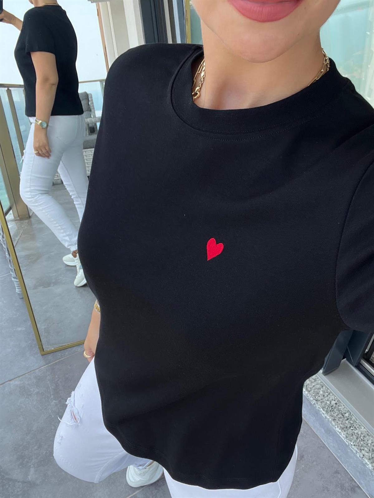 30584 Bisiklet Yaka Pamuklu Tshirt SİYAH