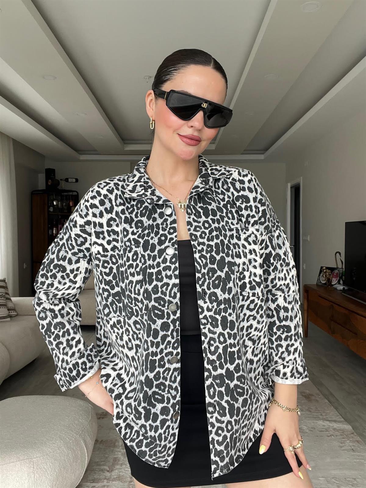 317 Cepli Gömlek GRİ LEOPAR