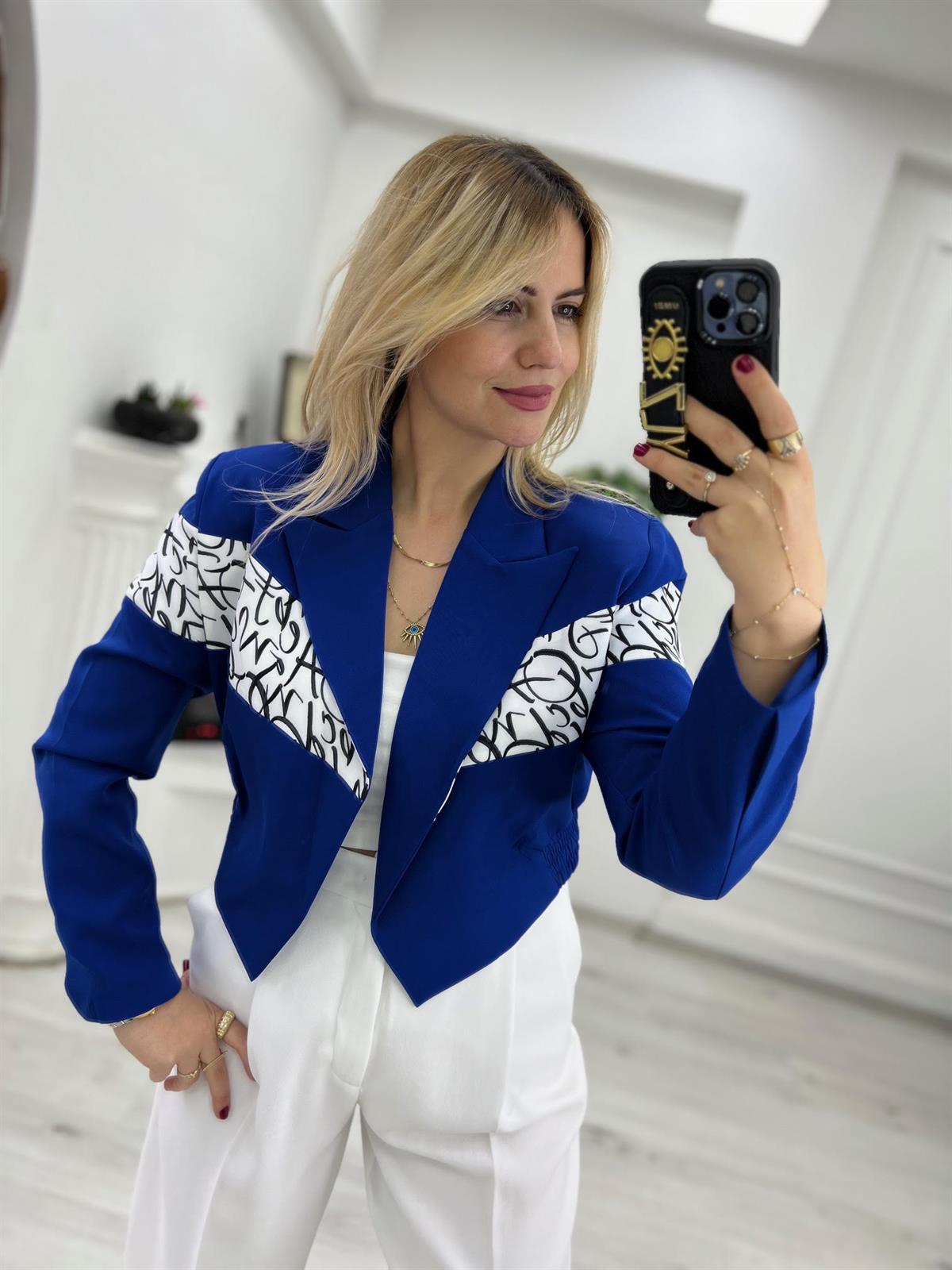 3275 Şeritli Kısa Ceket SAKS