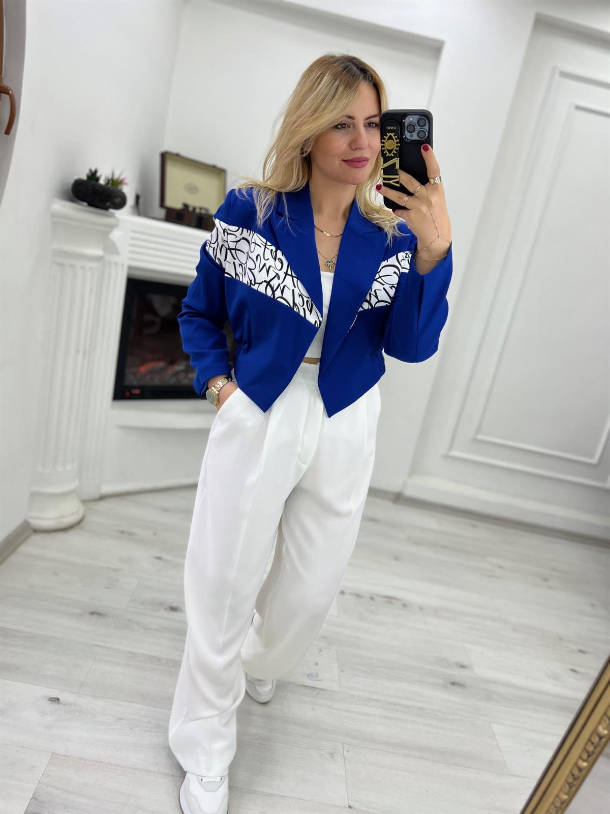 3275 Şeritli Kısa Ceket SAKS
