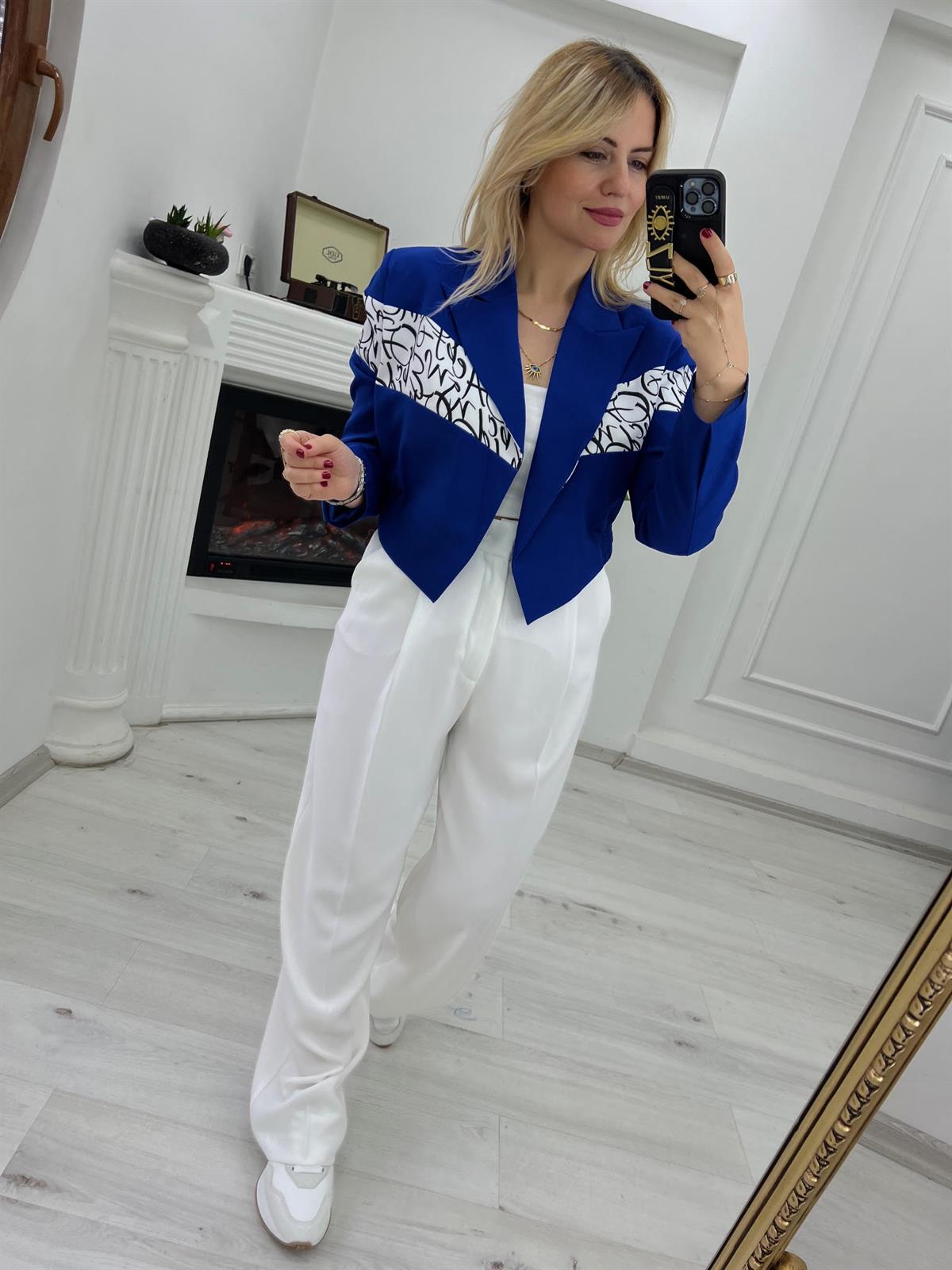 3275 Şeritli Kısa Ceket SAKS