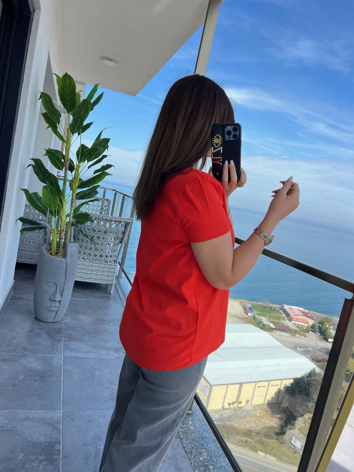 3471 Yuvarlak Yaka Basic Tshirt KIRMIZI