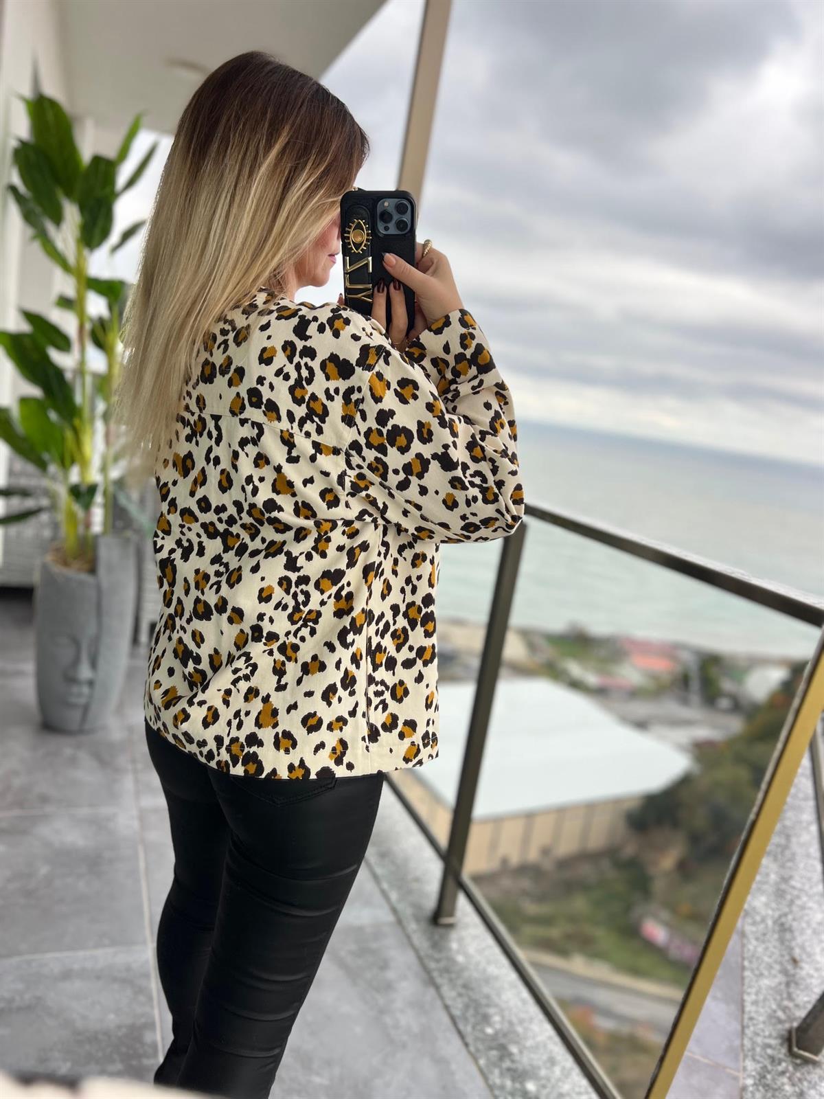 35252 Leopar Baskılı Ceket LEOPAR