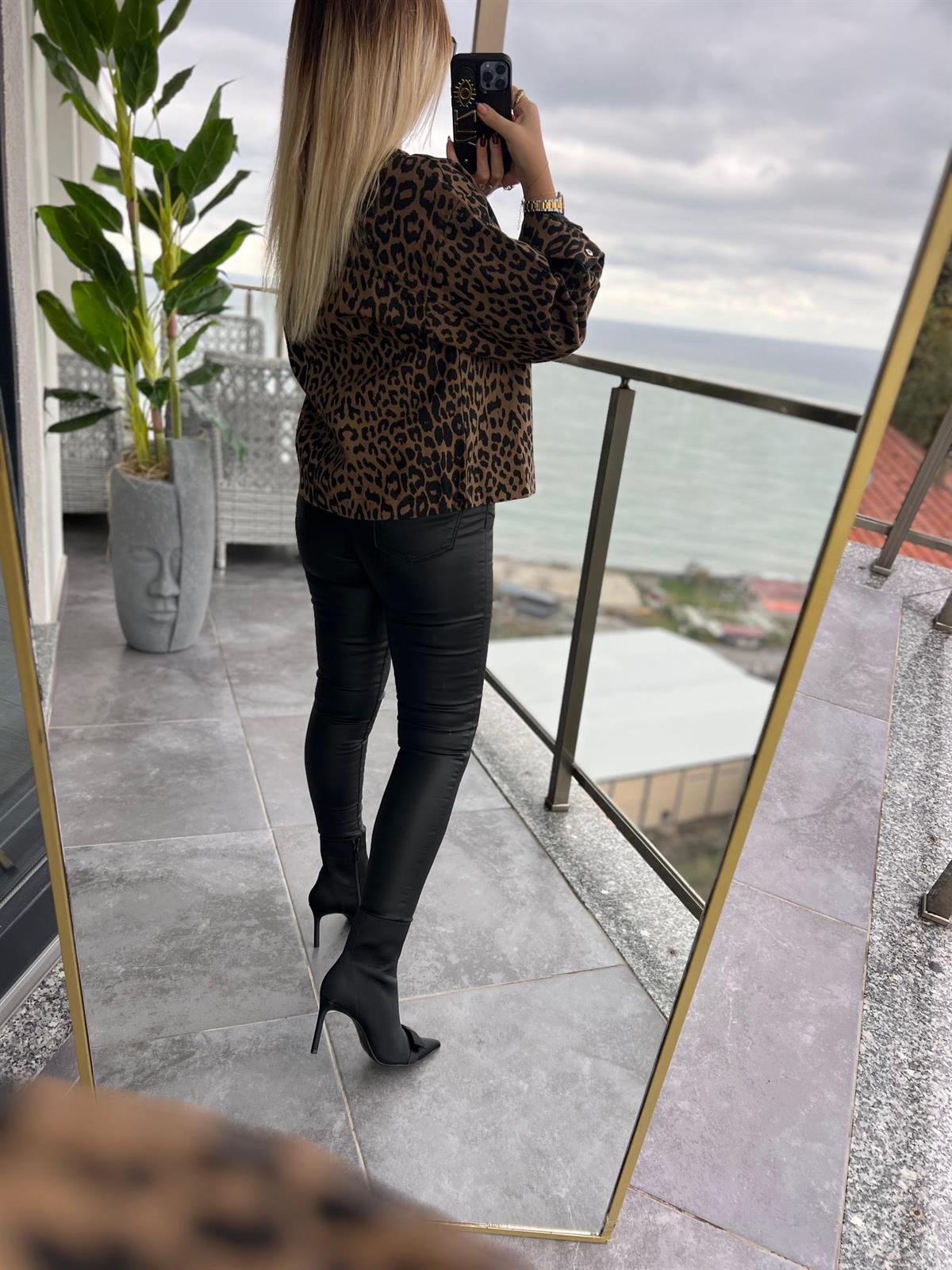 35478 Keten Leopar Ceket LEOPAR