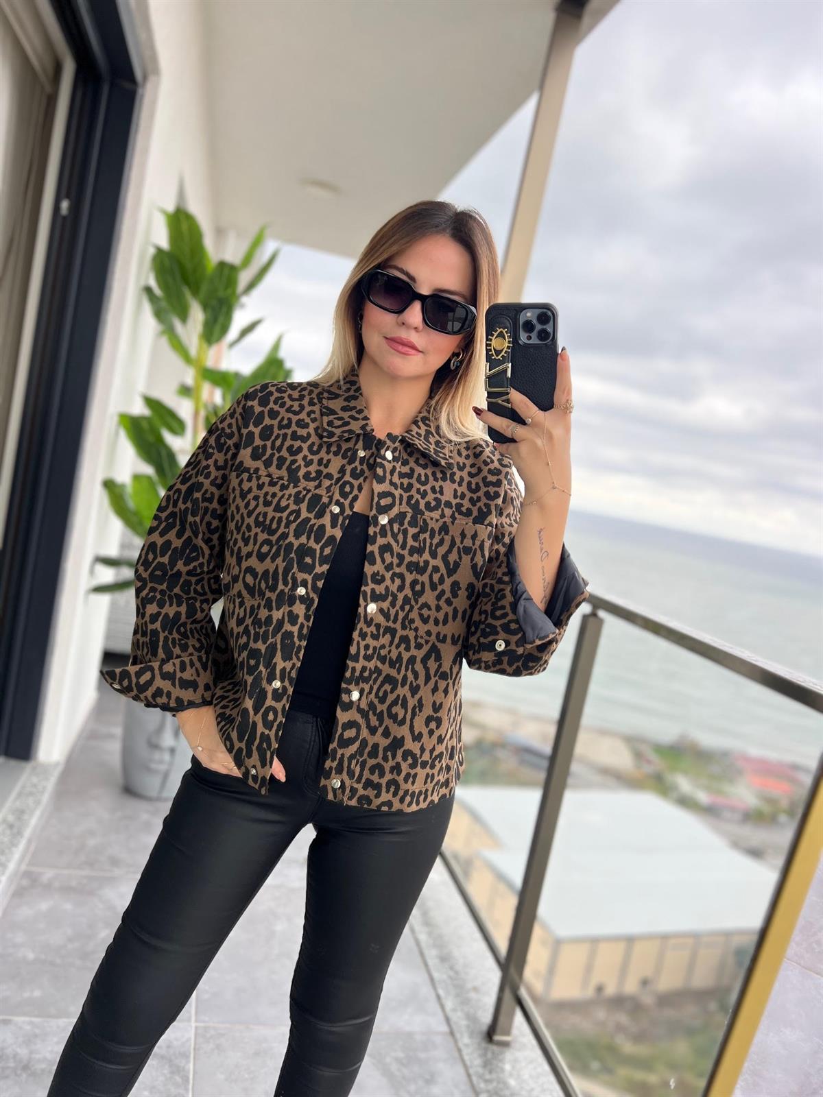 35478 Keten Leopar Ceket LEOPAR