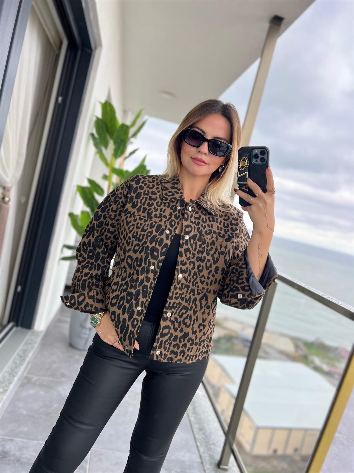 35478 Keten Leopar Ceket LEOPAR