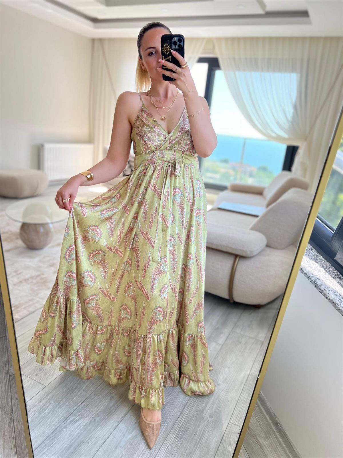 36095 Saten Elbise YEŞİL