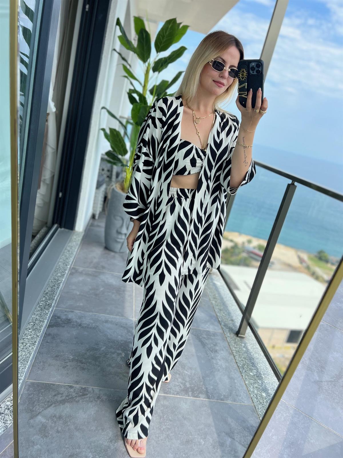 36316 Zebra Desen 3lü Takım SİYAH