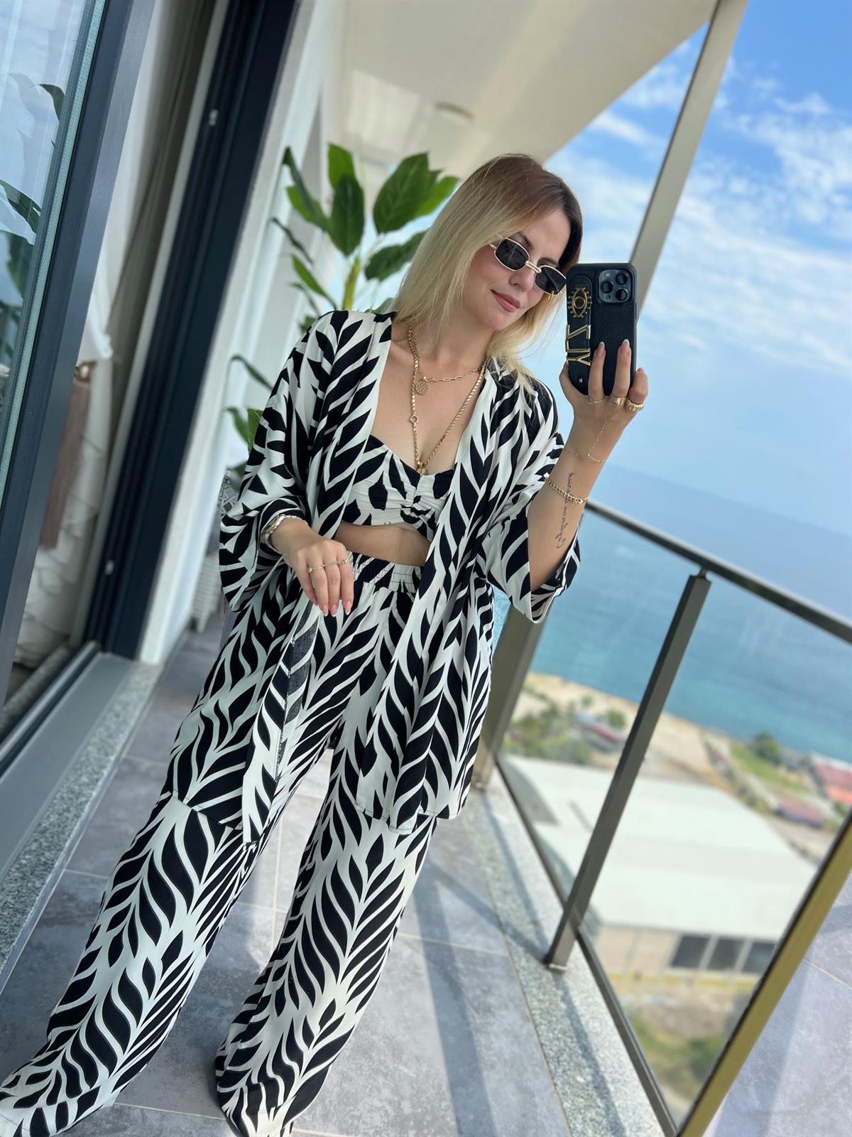 36316 Zebra Desen 3lü Takım SİYAH