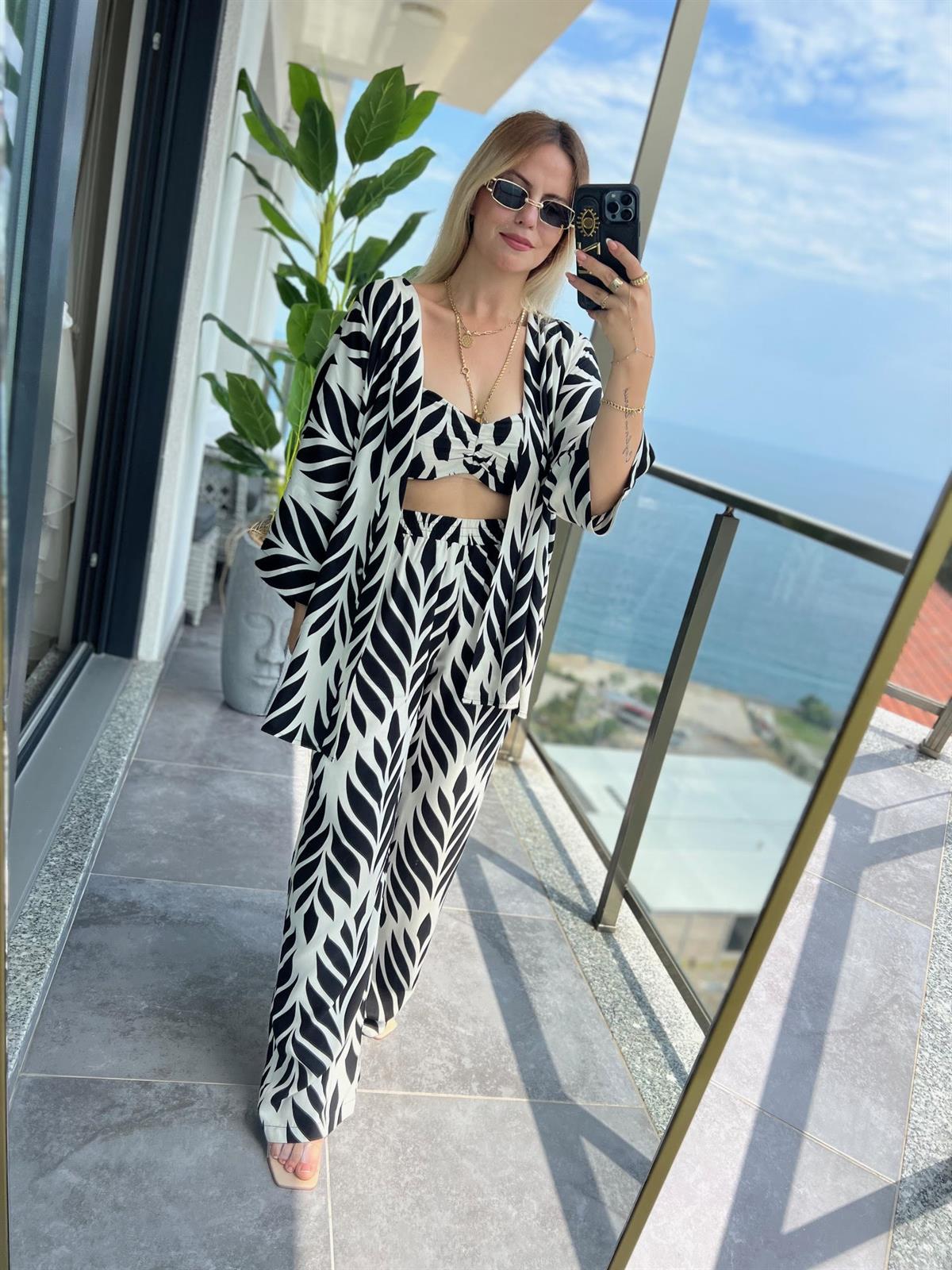 36316 Zebra Desen 3lü Takım SİYAH