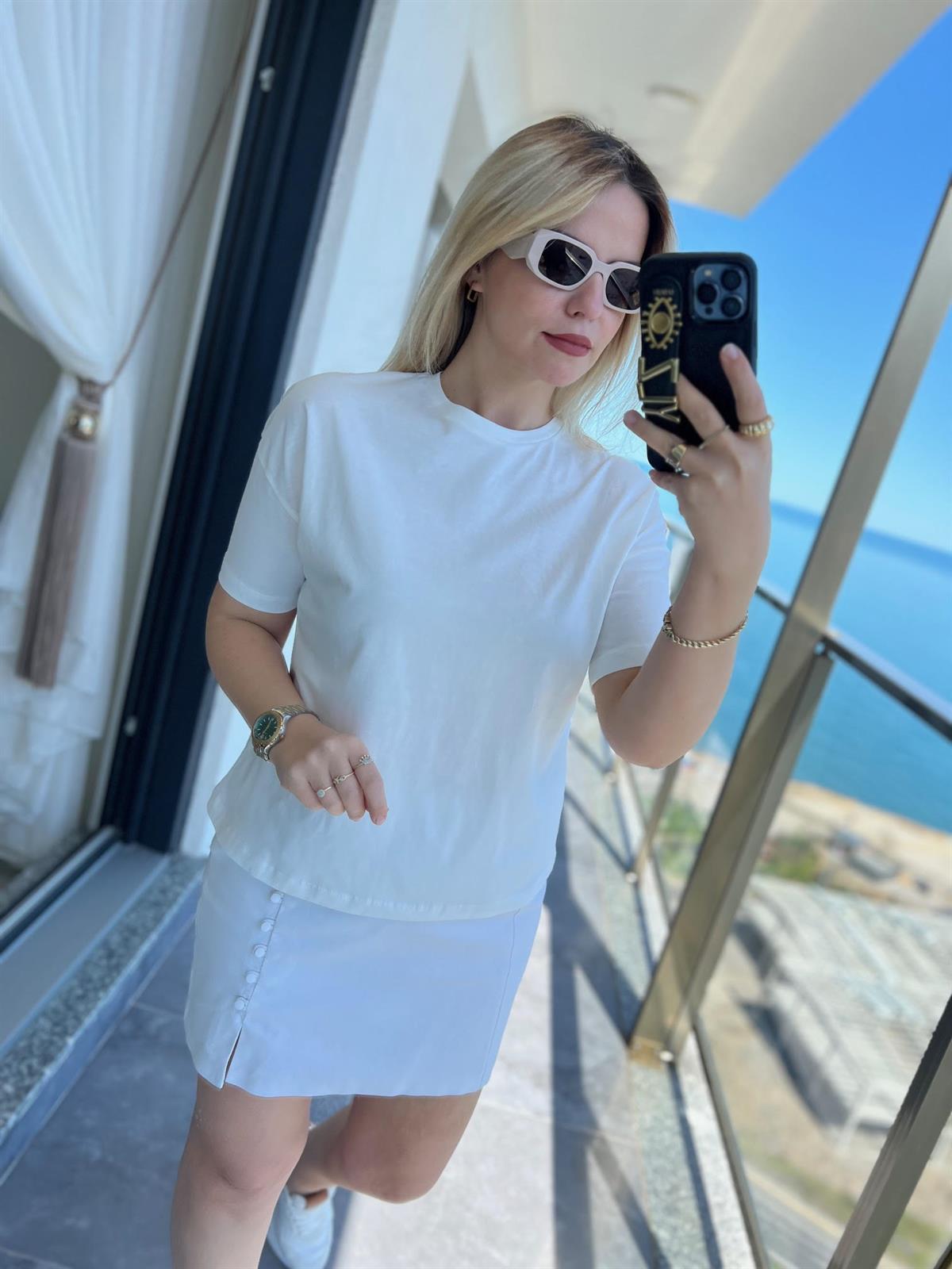 3683 Basic Tshirt BEYAZ