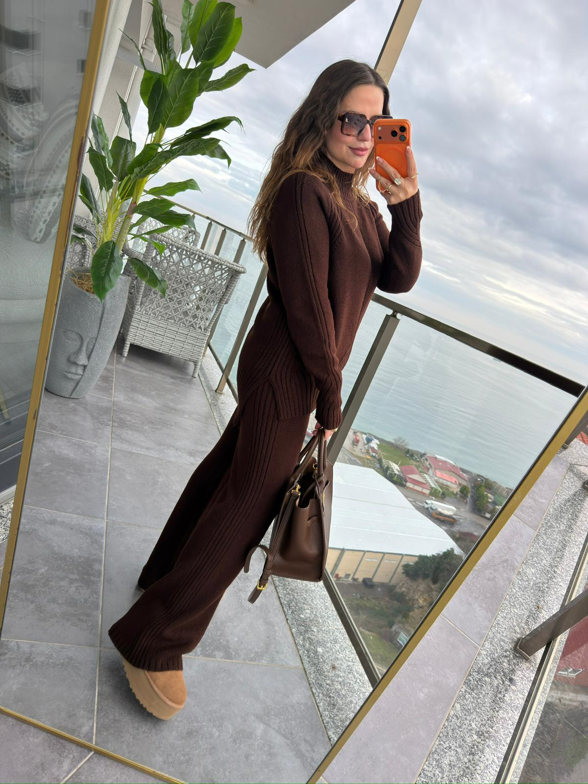 3772 Pantolonlu Triko Takım KAHVE