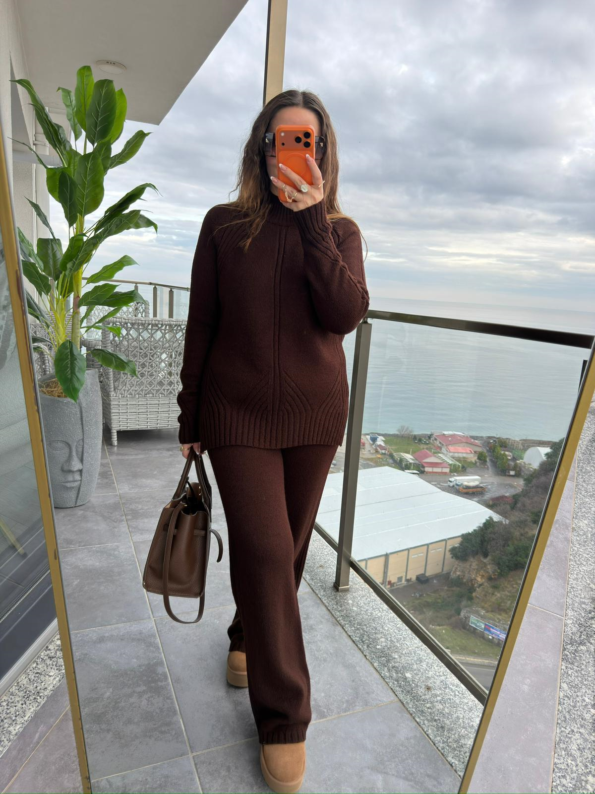 3772 Pantolonlu Triko Takım KAHVE