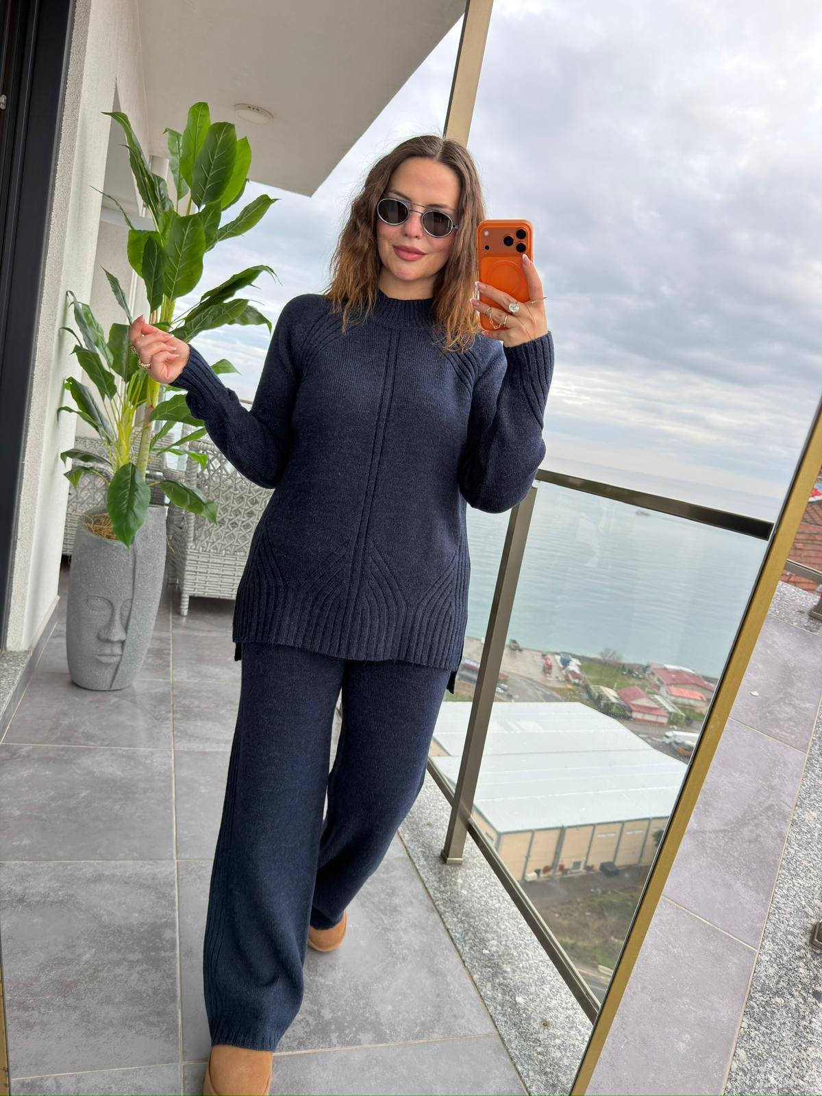 3772 Pantolonlu Triko Takım LACİVERT