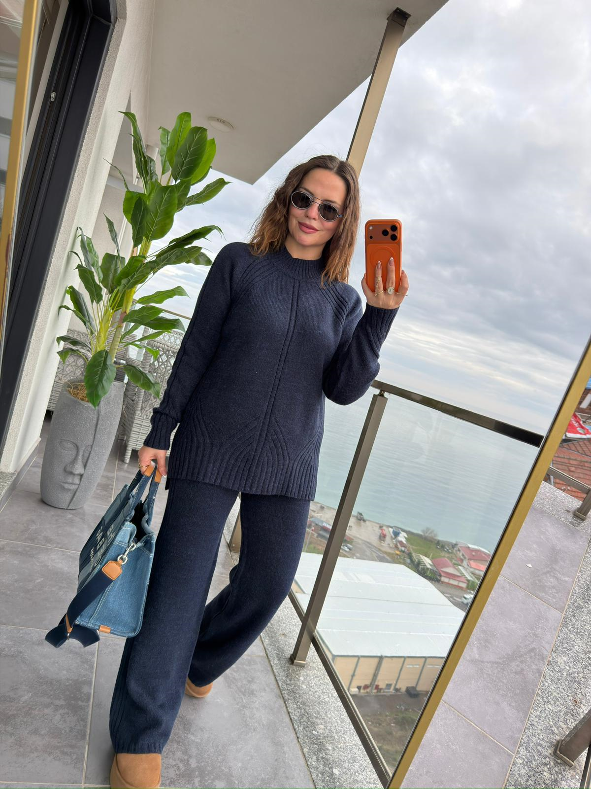 3772 Pantolonlu Triko Takım LACİVERT
