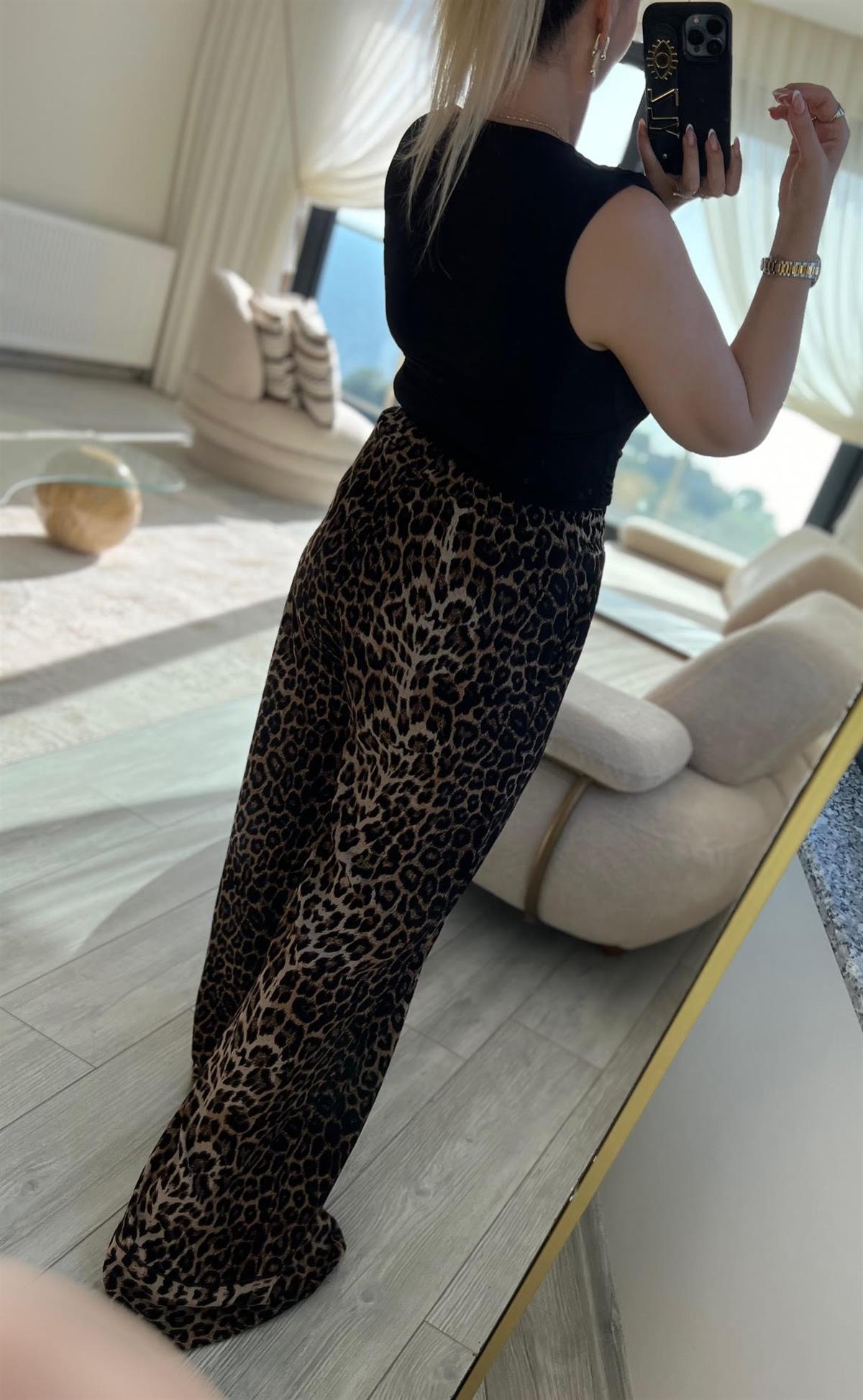 40194 Biye Detaylı Pantalon LEOPAR