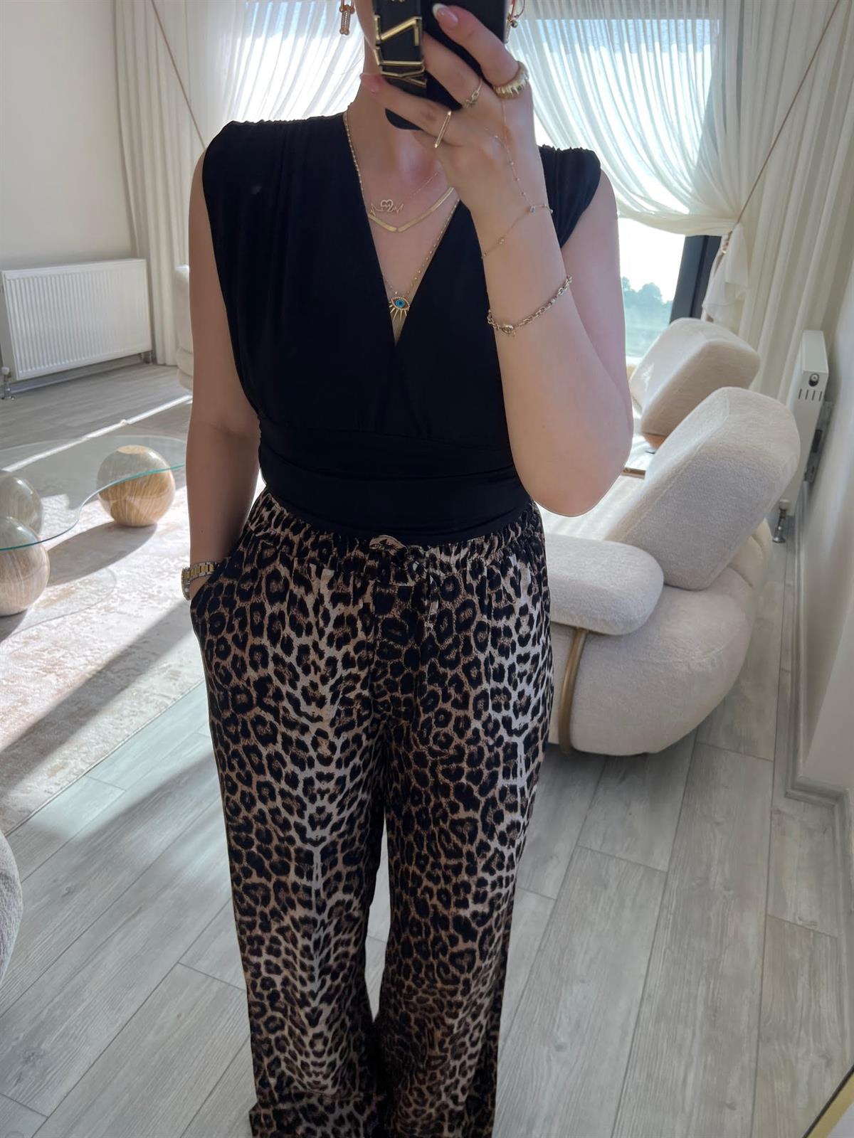 40194 Biye Detaylı Pantalon LEOPAR