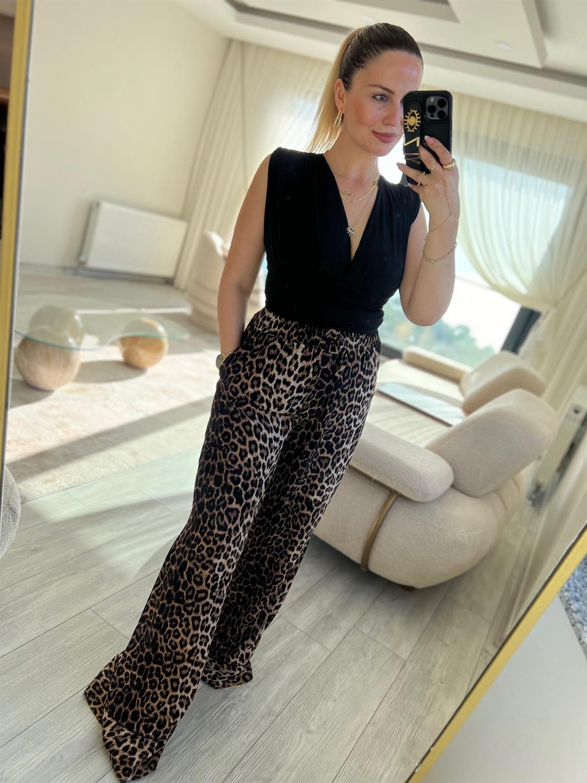 40194 Biye Detaylı Pantalon LEOPAR
