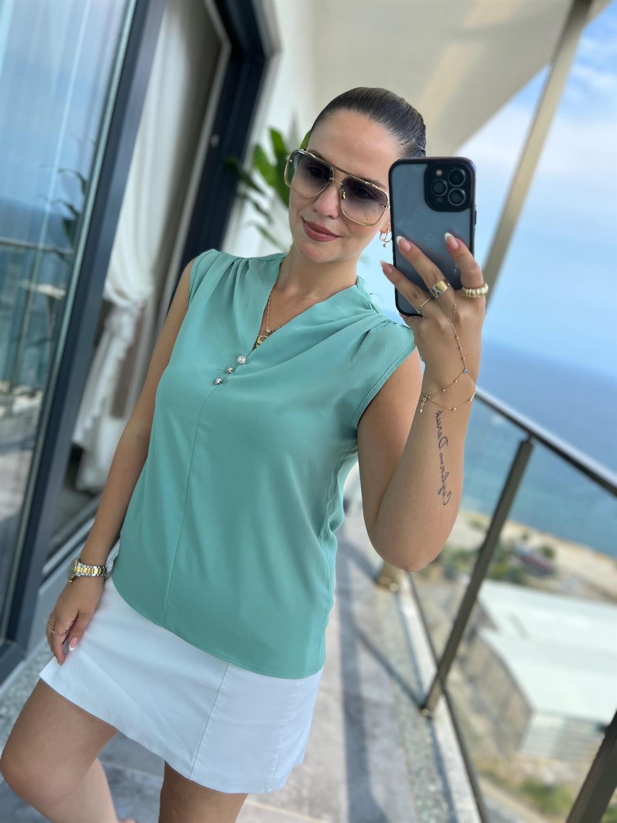 4083 Düğmeli Bluz MİNT