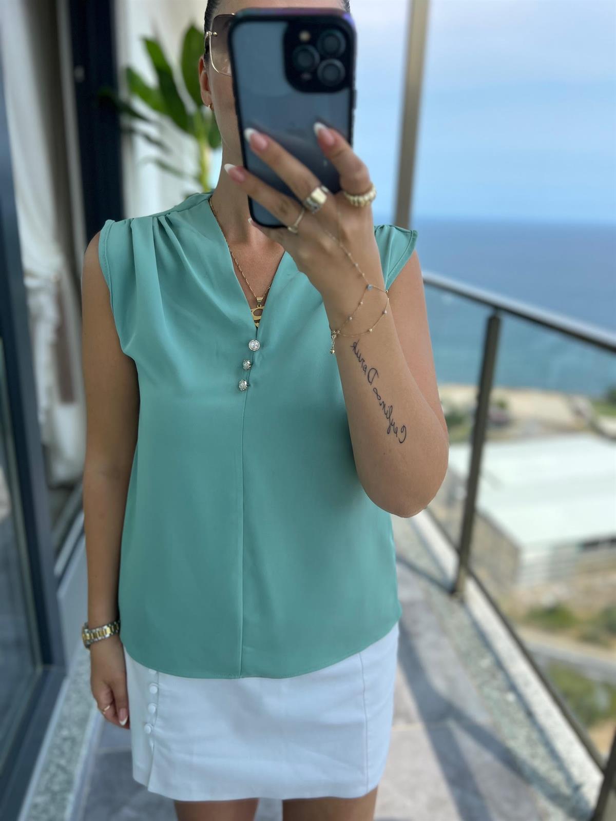 4083 Düğmeli Bluz MİNT