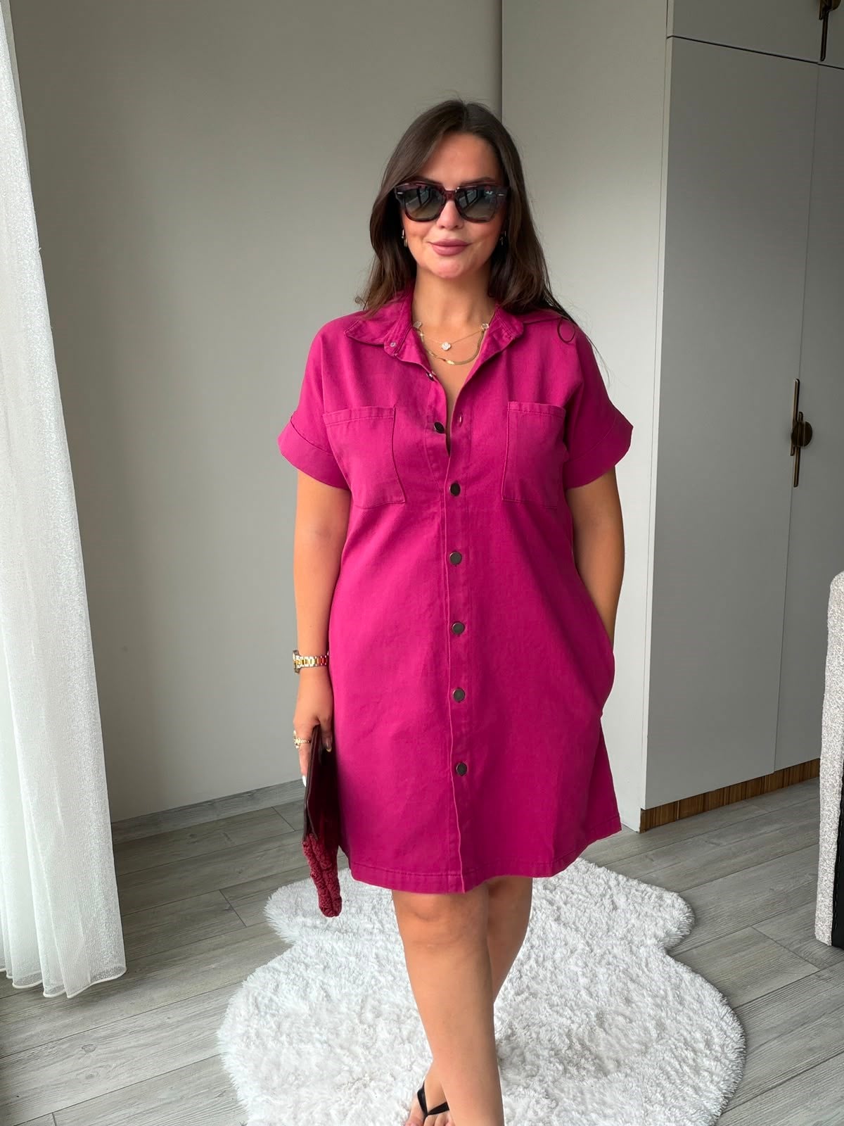 410 Yıkamalı Gabardin Elbise BORDO