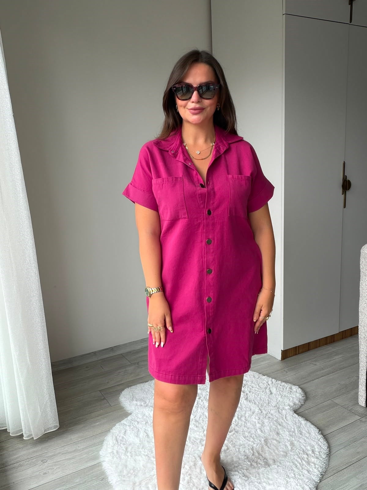410 Yıkamalı Gabardin Elbise BORDO