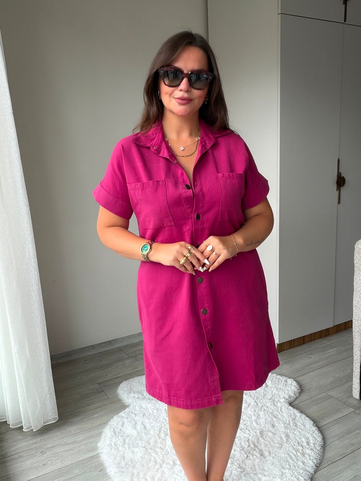 410 Yıkamalı Gabardin Elbise BORDO