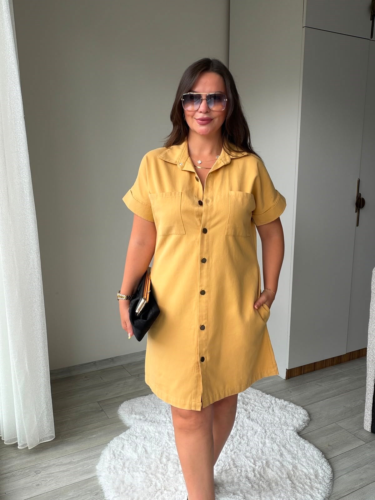 410 Yıkamalı Gabardin Elbise HARDAL