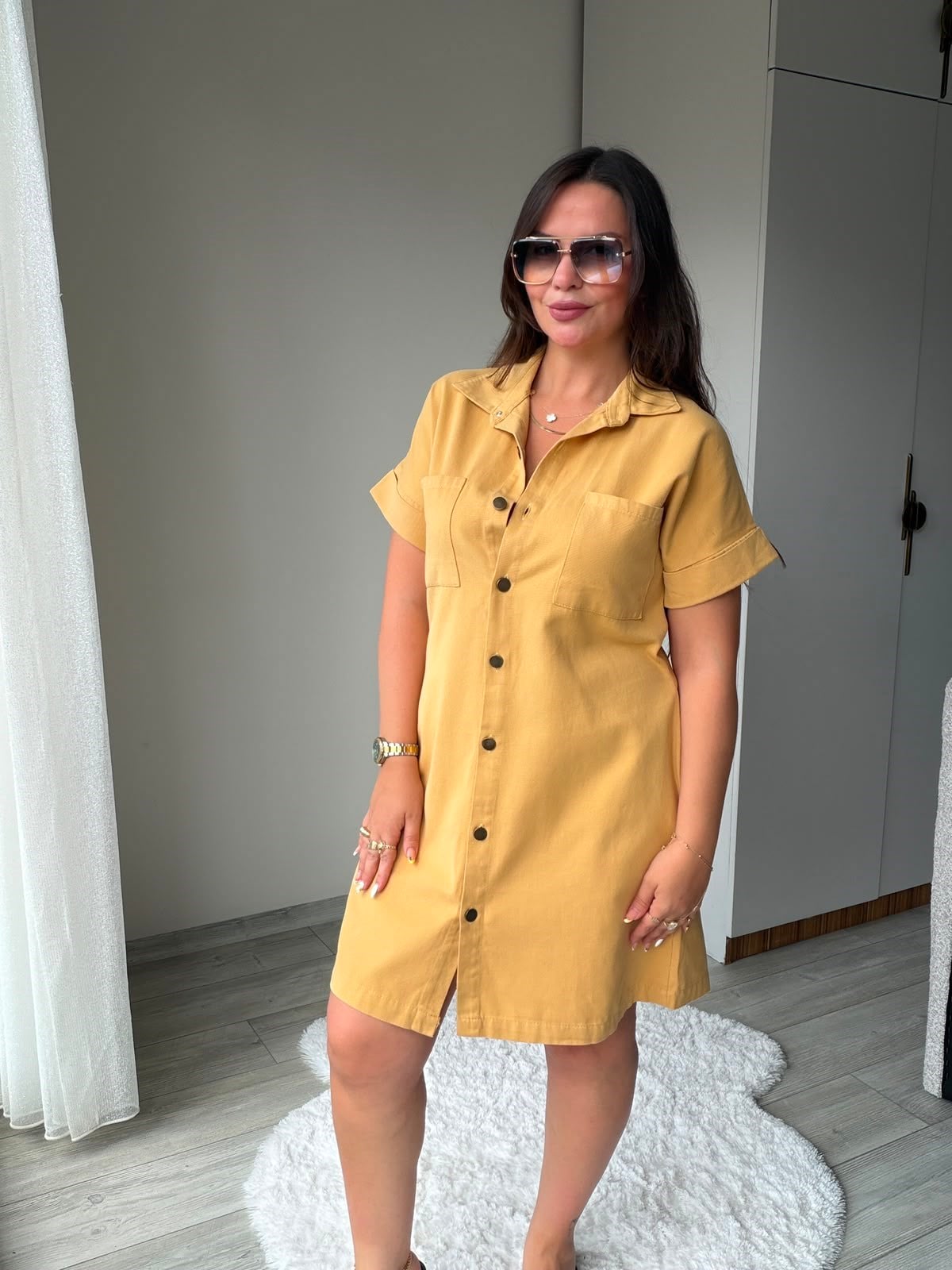 410 Yıkamalı Gabardin Elbise HARDAL