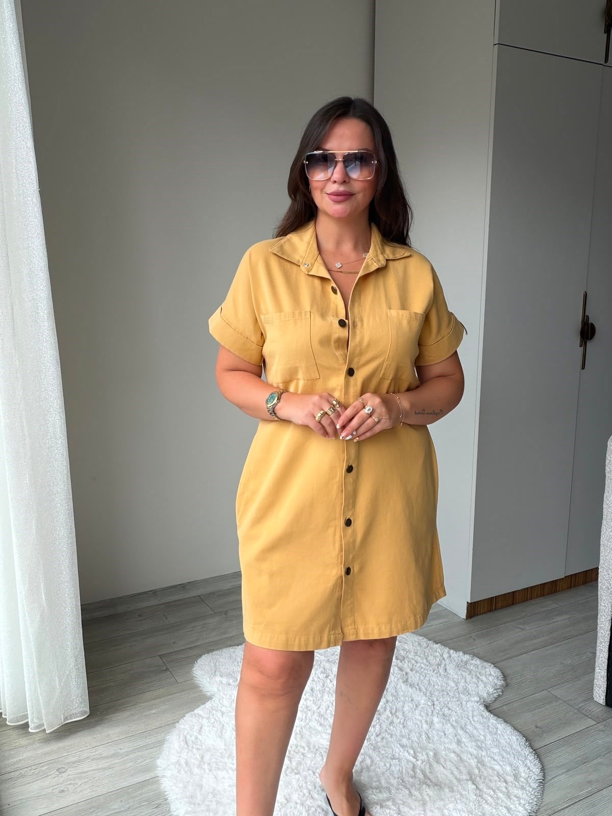 410 Yıkamalı Gabardin Elbise HARDAL