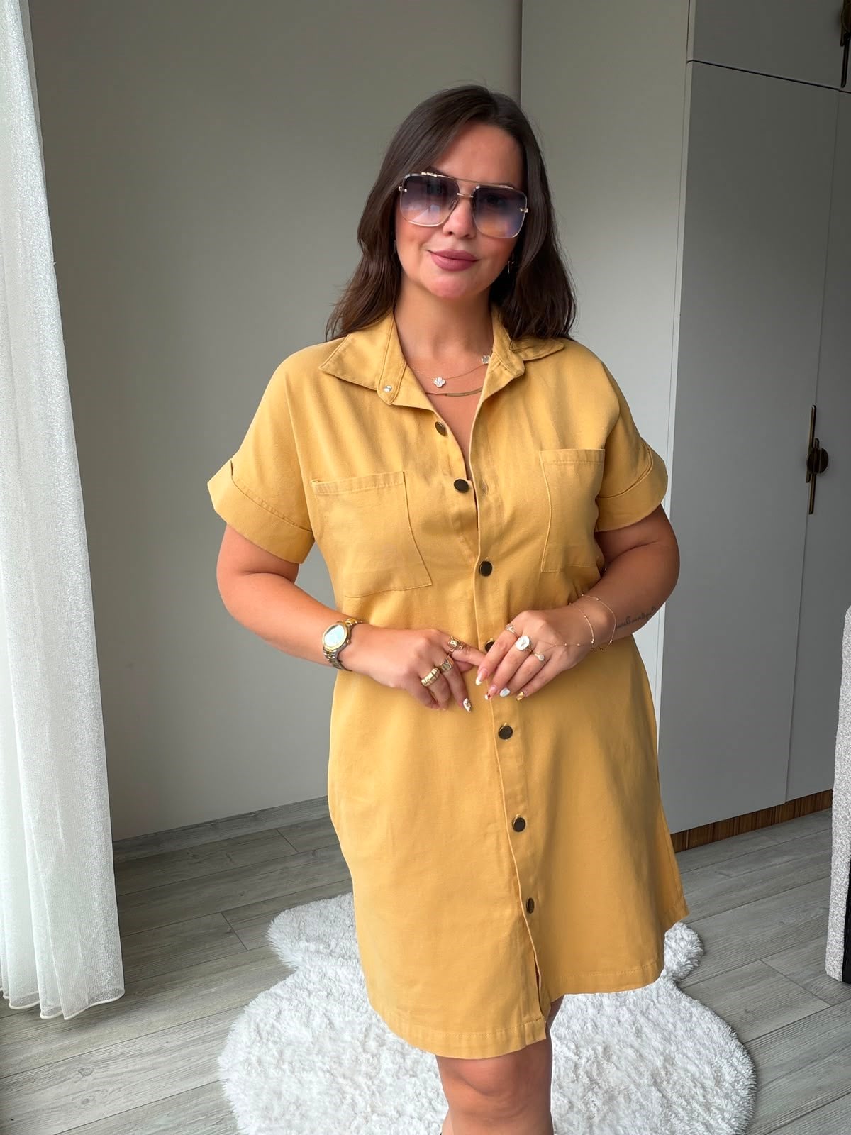 410 Yıkamalı Gabardin Elbise HARDAL