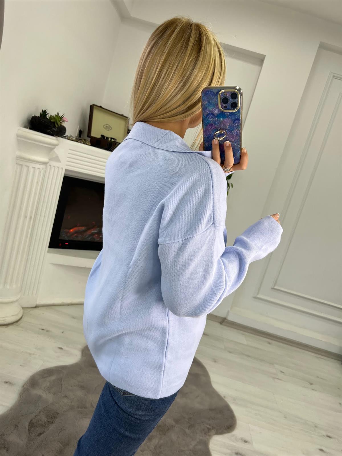 4101 Polo Yaka Ön İpli Triko BEBE MAVİ